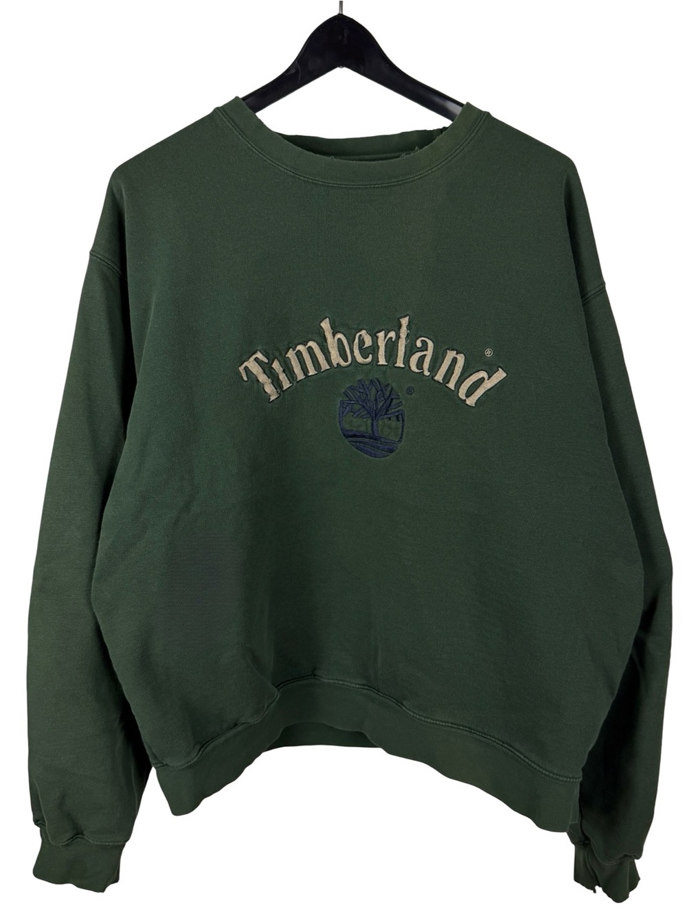 Vintage 90s Timberland Embroidered Arch Logo Green Pullover Hoodie Size XL